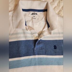 Izod Polo Shirt with Blue and White Stripes